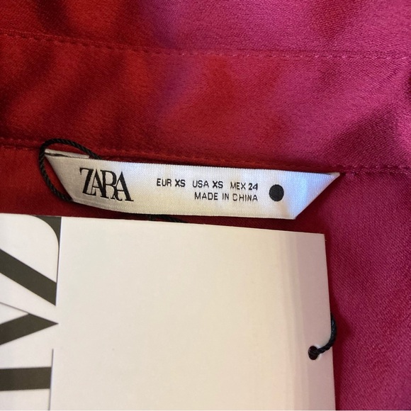 ZARA Red Sequin Long Sleeve Button Down Shirt NWT - Picture 8 of 14